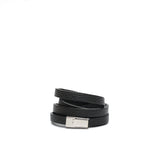 Bracciale multigiro in pelle nera